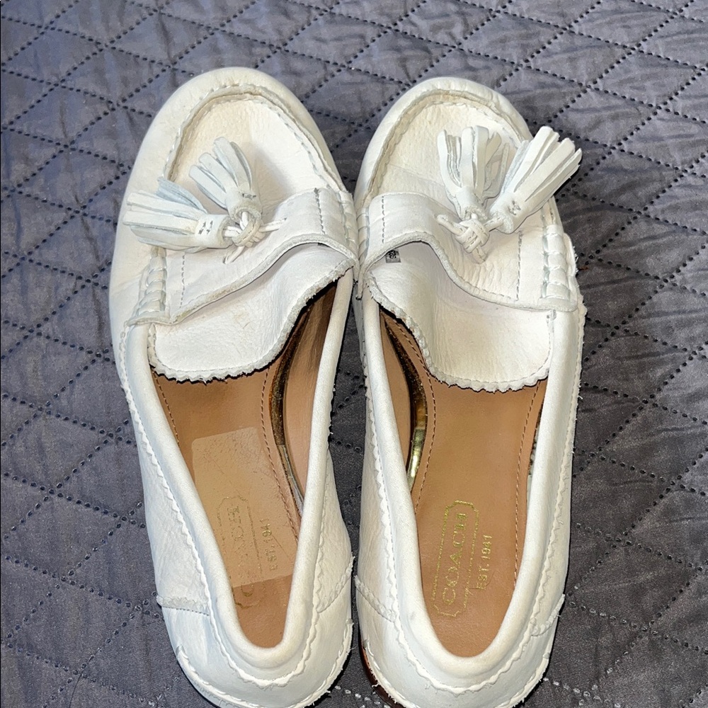 Coach Women's Cream Tassel Loafers - Picture 10 of 10